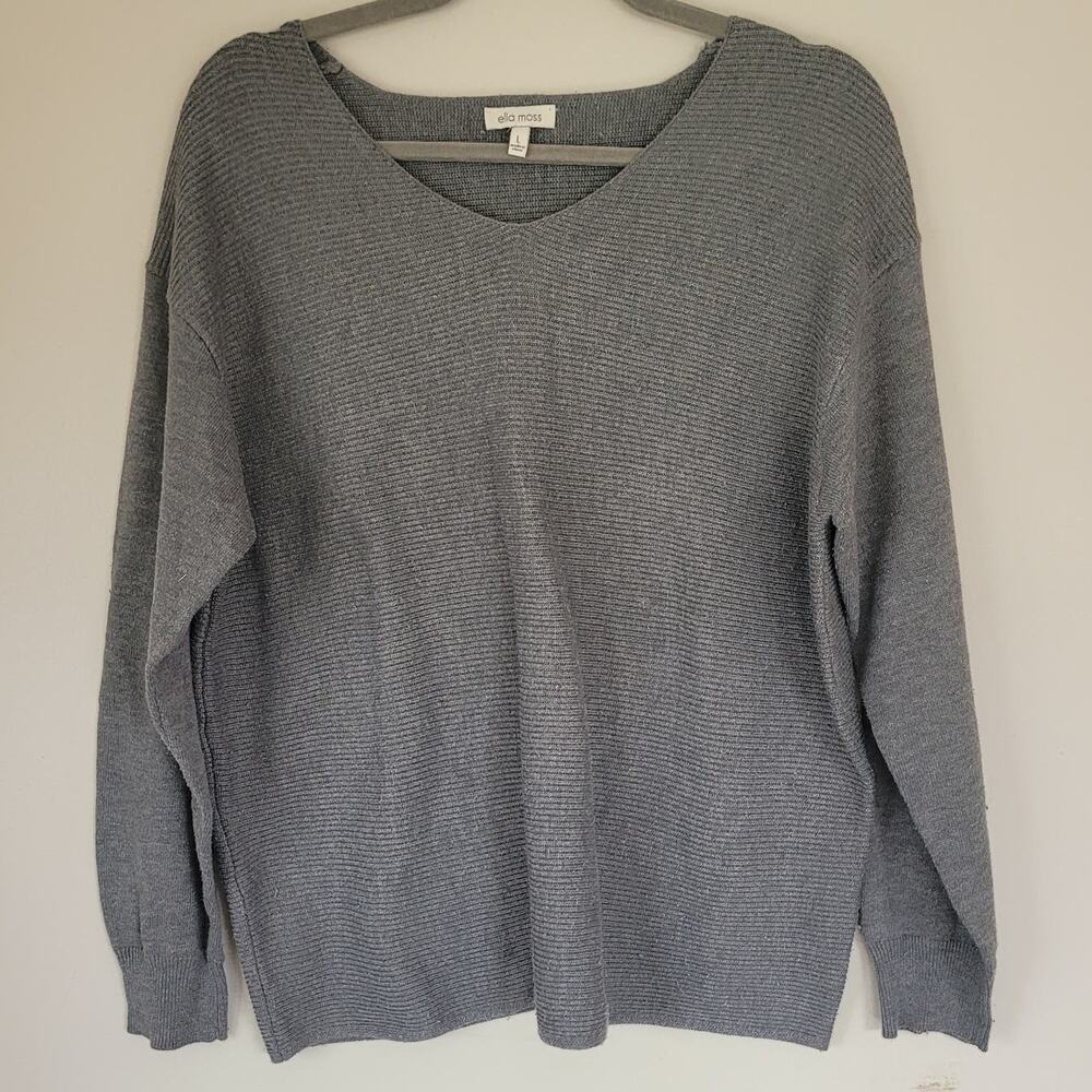 Ella Moss Women's Gray Ribbed Sweater Women's Large